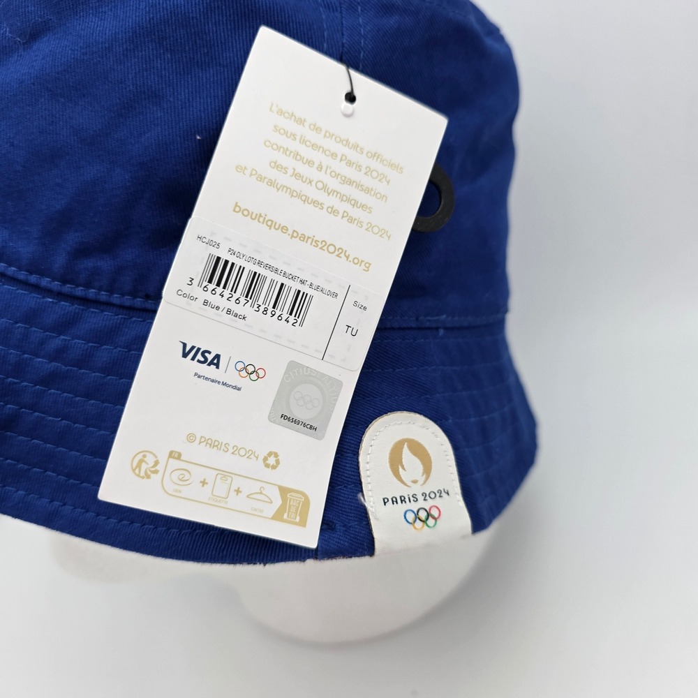 Paris 2024 Olympics Official Reversible Bucket‎ Hat Unisex Blue Black Geometric - Picture 12 of 14